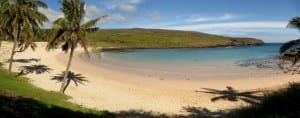 Plage d'Anakena sur l'île de Pâques