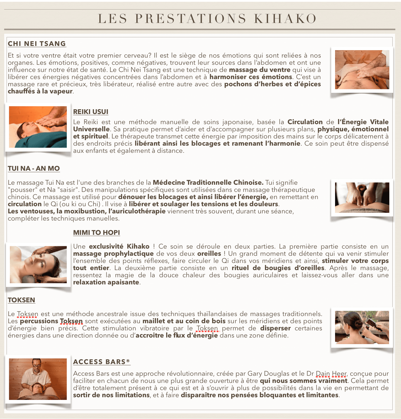 les prestations kihako